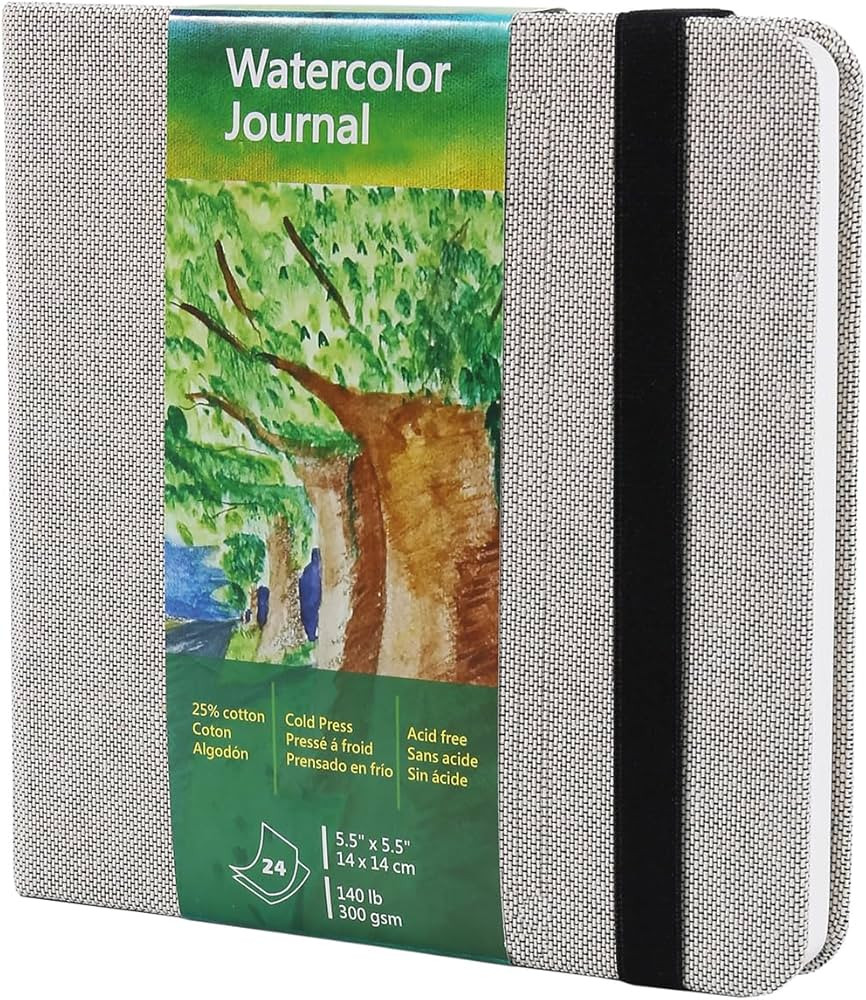 Square Watercolor Journal, 5.5x5.5”, 140 LB, 300 GSM, tumuarta Cotton Paper, Cold Press, 24 She... | Amazon (US)
