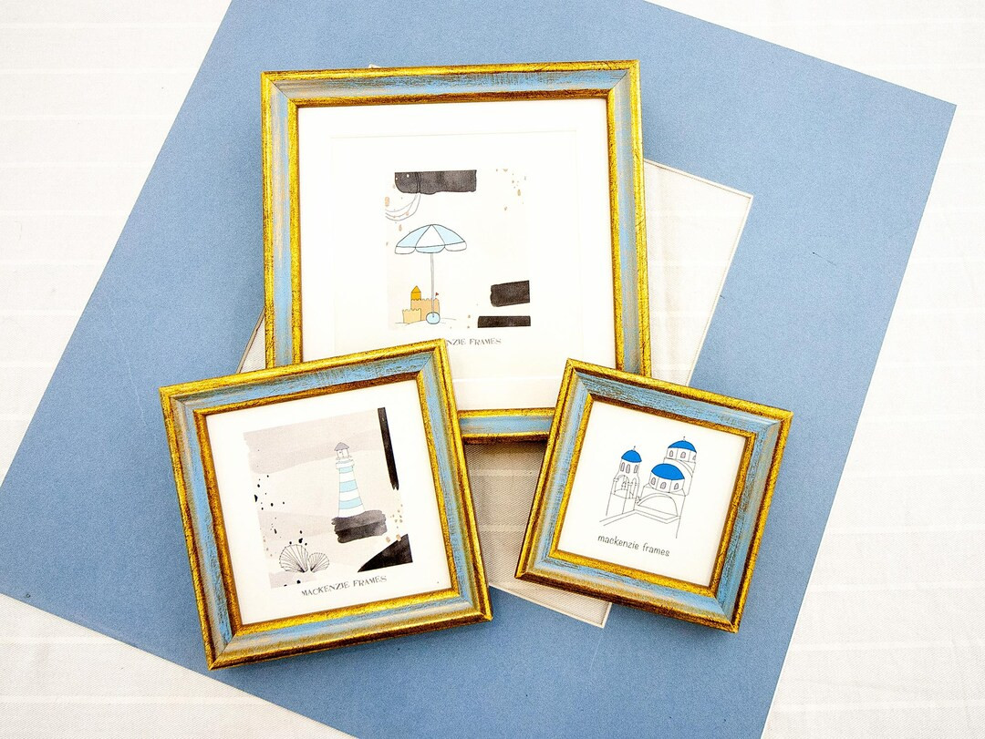 3x3, 4x4, 5x5 and 4x6 inch Narrow smooth Gold & Blue Photo Frames/Instagram/Office Desktop/Brides... | Etsy (US)