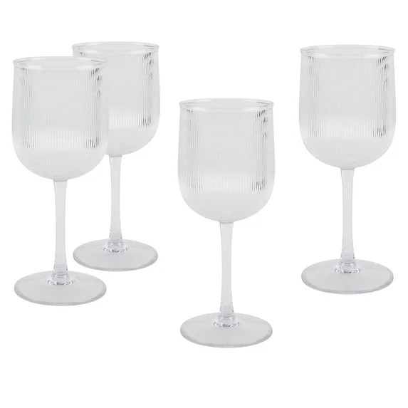 Better Homes & Gardens 4-Piece Clear Ribbed Tritan Wine Glass Set | Walmart (US)