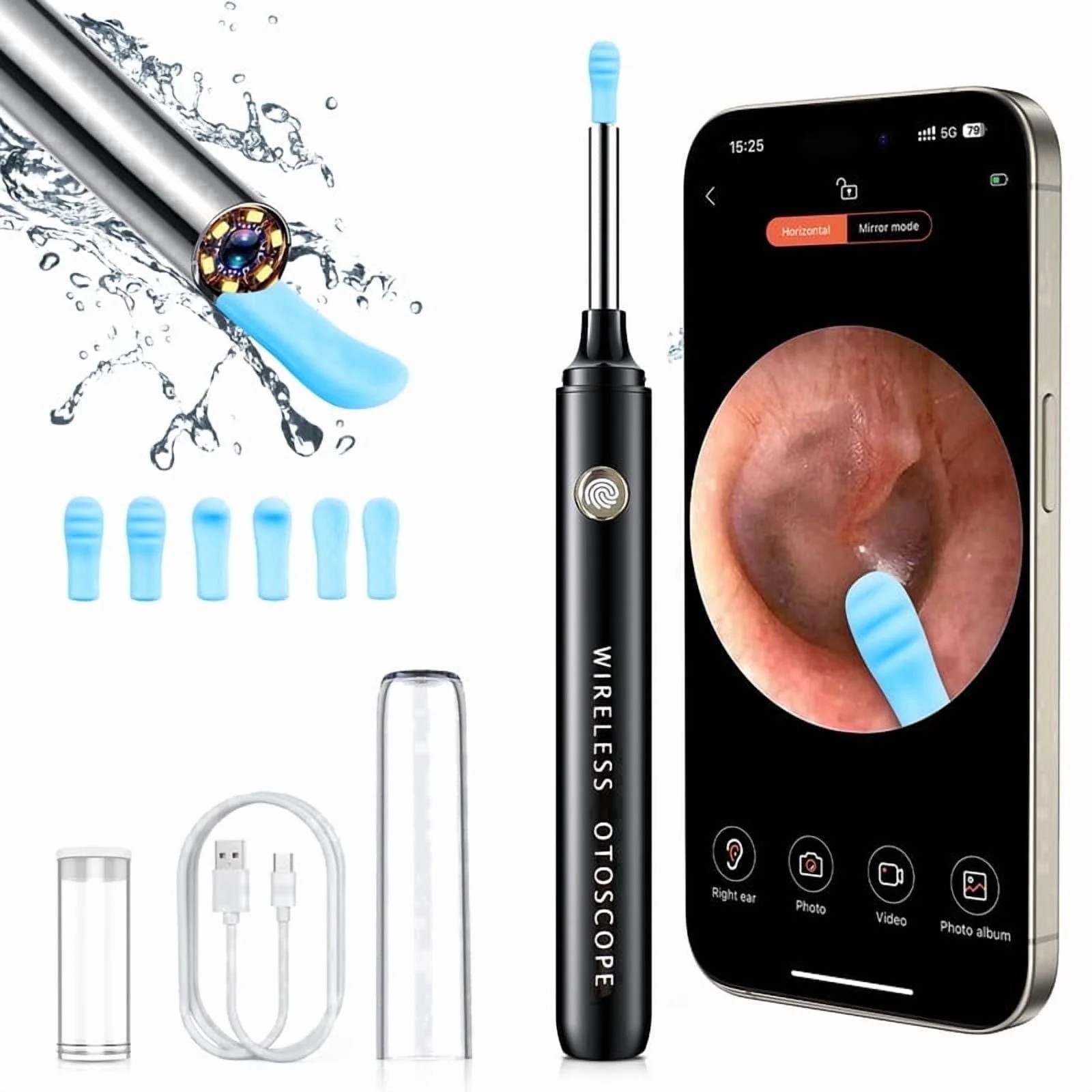Ear Wax Removal - 1080P Otoscope Earwax Remover Tool with 6 Ear Spoon - Ear Camera for iOS & Andr... | Walmart (US)