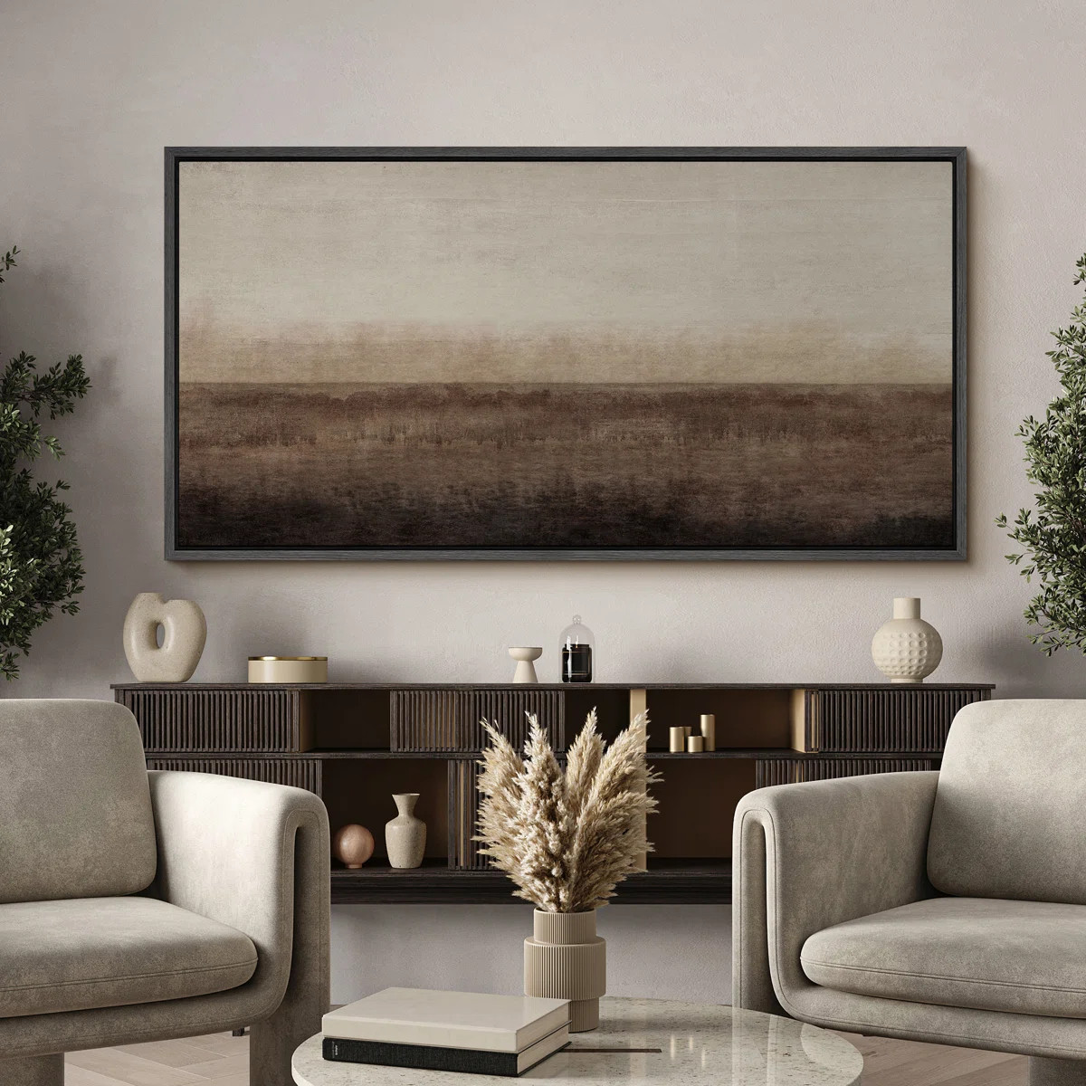 Serene Horizon Minimalist Landscape Modern Art | Wayfair North America