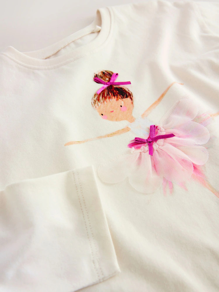Ecru Ballerina Long Sleeve T-Shirt (3mths-7yrs) | Next US