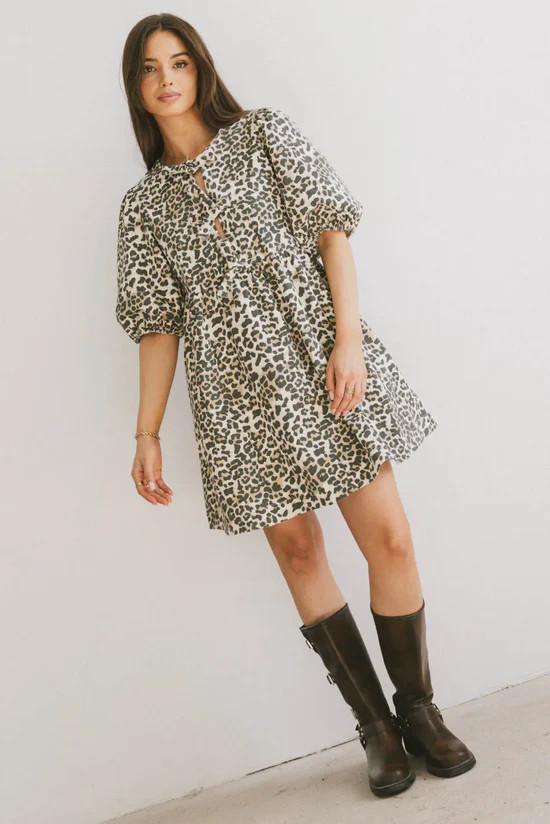Tori Peplum Mini Dress in Leopard | Böhme US