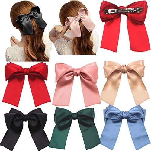 6 Pcs Large Big Huge Soft Silky Hair Bow Clip Lolita Party Oversize Handmade Girl French Barrette... | Amazon (US)