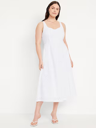 Fit & Flare Eyelet Midi Dress | Old Navy (US)