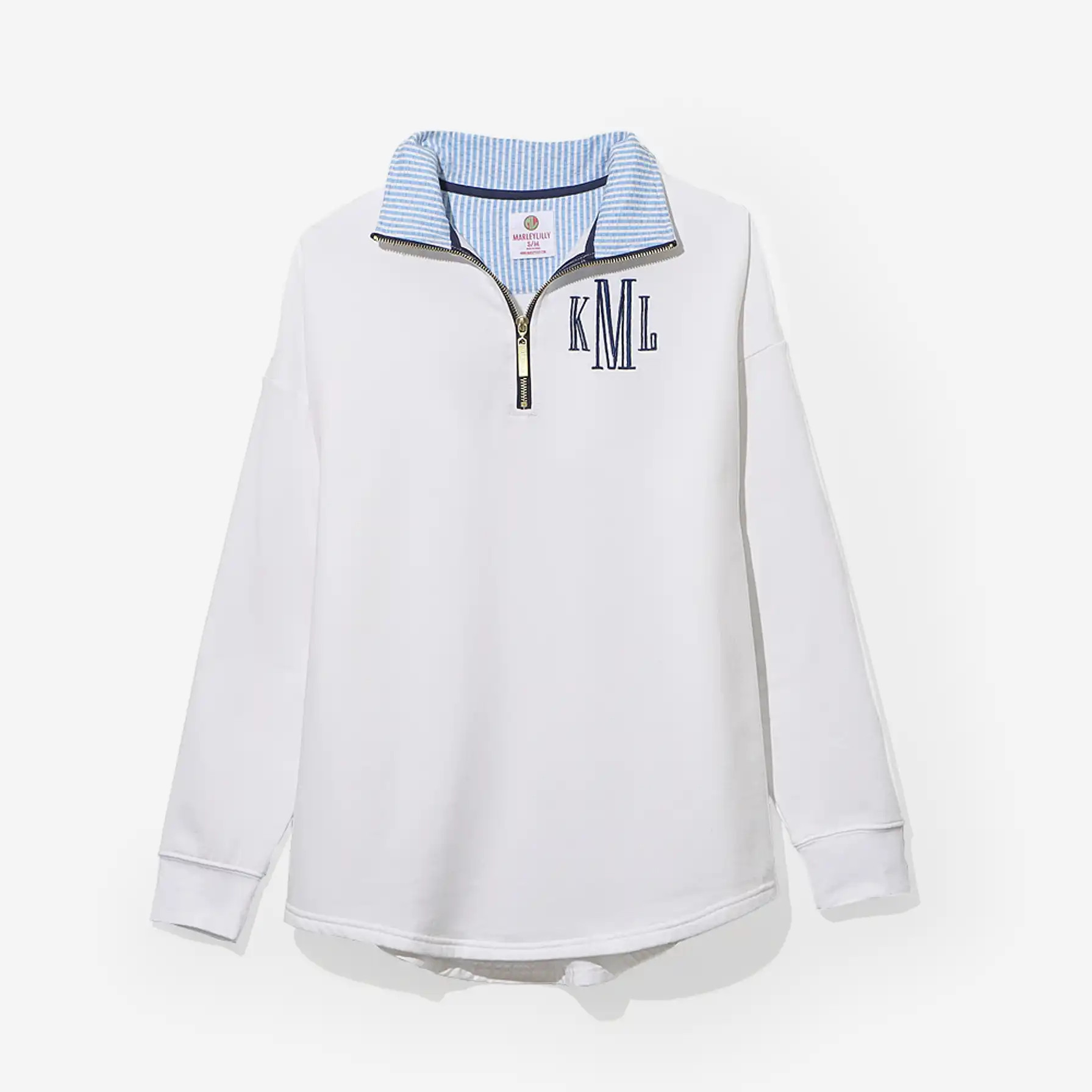 Monogrammed Quarter Zip Sweatshirt | Marleylilly