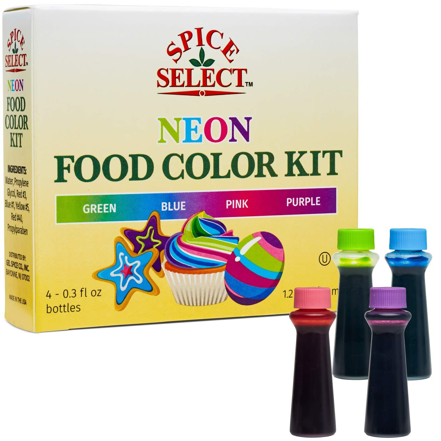 Spice Select Neon Food Colors Blue Green Pink Purple 1.2 Oz | Amazon (US)