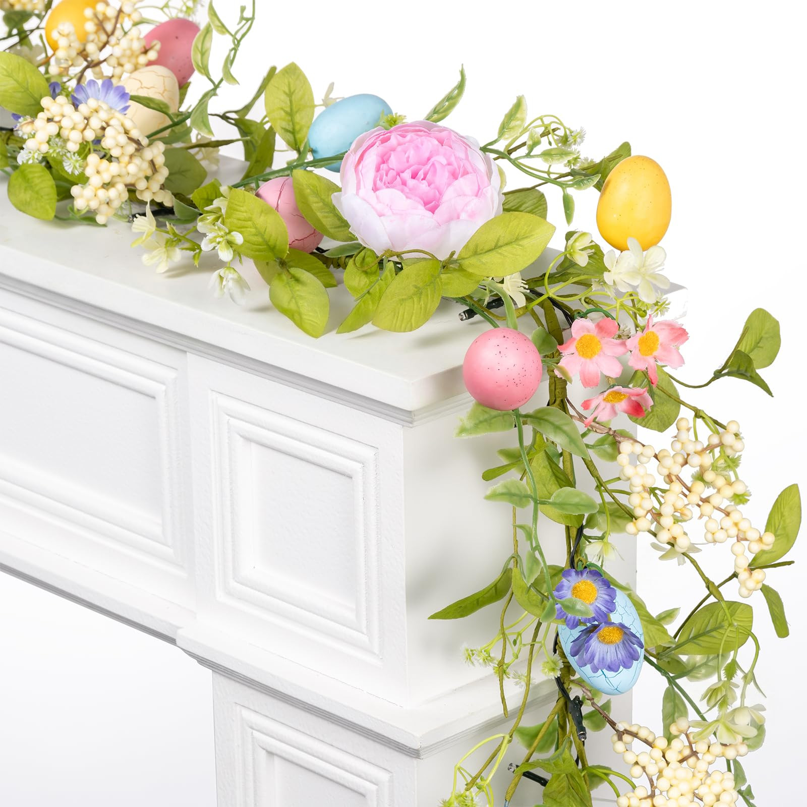 6FT Prelit Easter Garland with 20 LED Lights, Lighted Artificial Easter Egg Garland for Mantle, B... | Amazon (US)