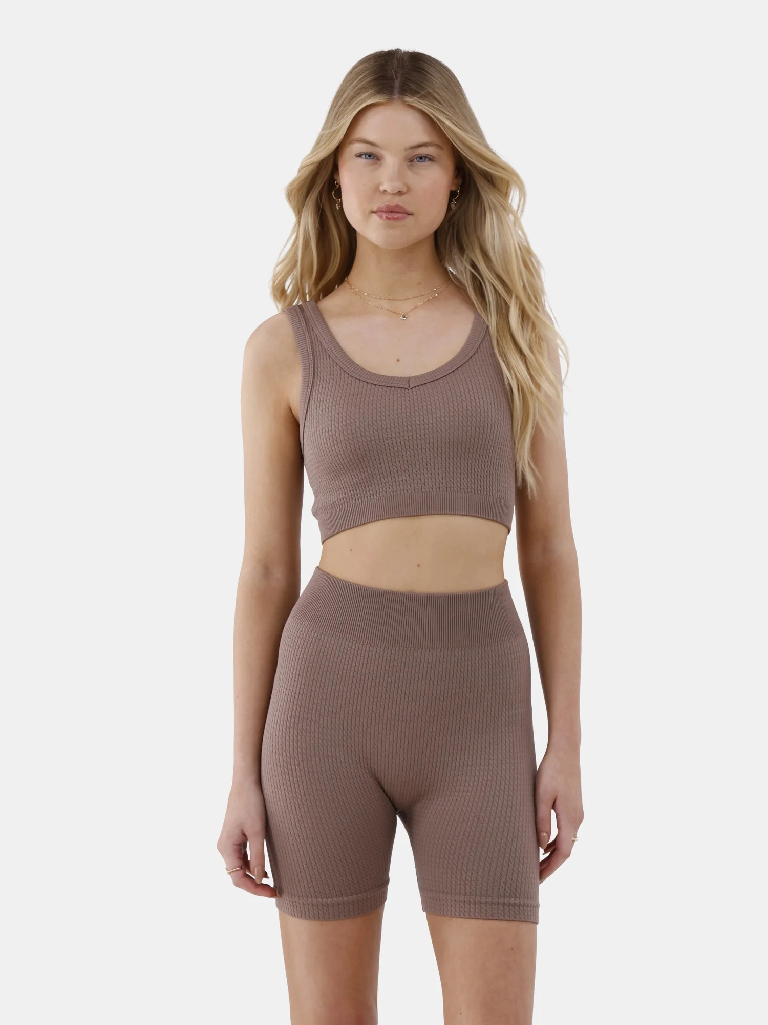 No Boundaries Textured Seamless Tank Top and Shorts Set, 2-Piece, Women’s | Walmart (US)