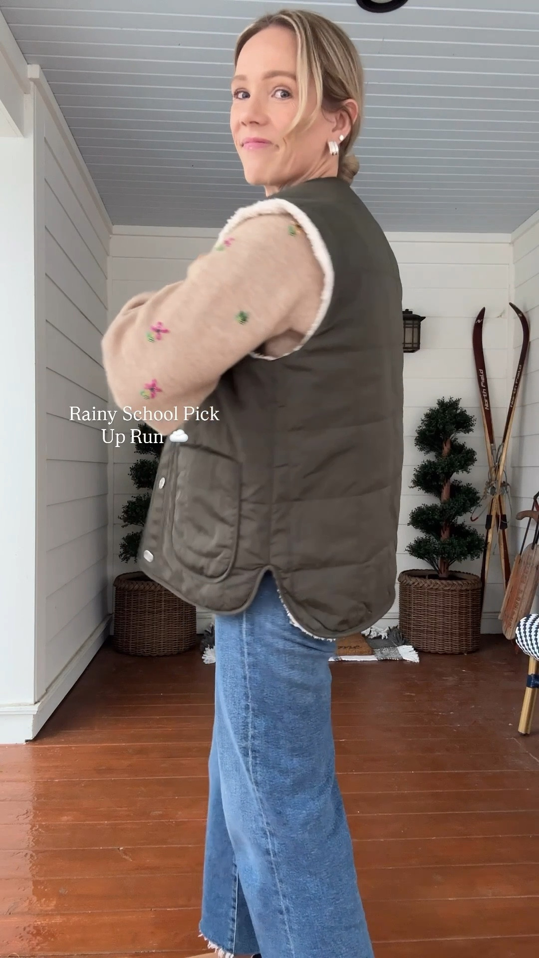 I'm between sized in Varley and went with the one below for this reversible vest (wearing an xs) code APLINEWINTER25, code YOUROCK at Tuckernuck sweater also linked a similar puffer vest & fully stocked navy, Clare V Marisol crossbody, grab the shortie strap to make into an easy evening bag, Freda Salvador rain resistant boots are very worth it and true to size, crop length in Agolde Harper jeans (5'3'),  Heaven Mayhem earrings smimilar, Merit flush balm in LeBonBon also on lips ~ xo, Claire

#LTKSeasonal #LTKgrwm #LTKOver40