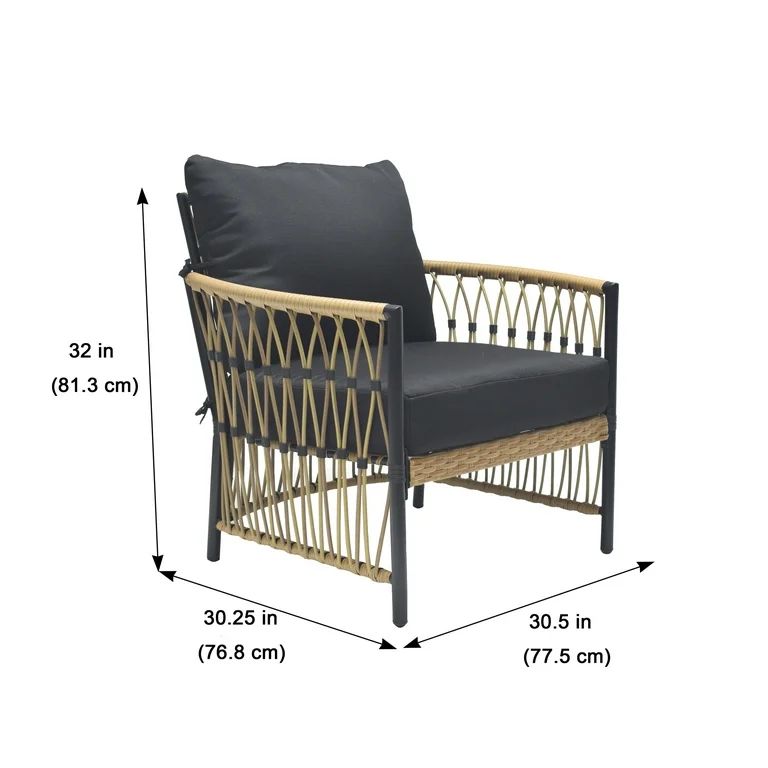 Better Homes & Gardens Lilah 2-Pack Outdoor Wicker Lounge Chairs, Black | Walmart (US)