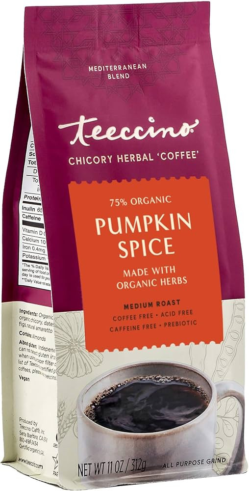Teeccino Chicory Coffee Alternative – Pumpkin Spice – Fall’s Favorite Hot Beverage That’s... | Amazon (US)