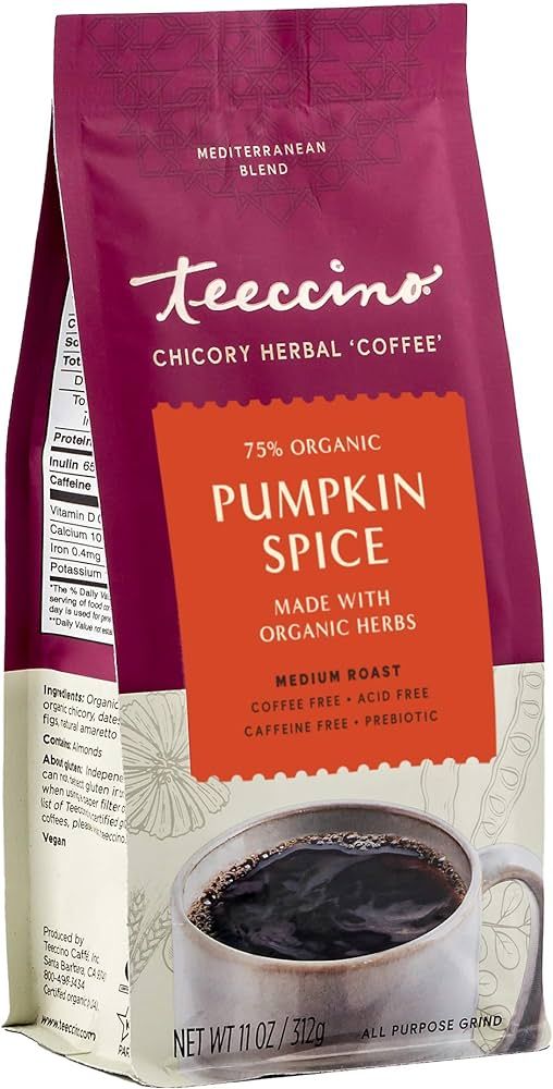Teeccino Chicory Coffee Alternative – Pumpkin Spice – Fall’s Favorite Hot Beverage That’s... | Amazon (US)