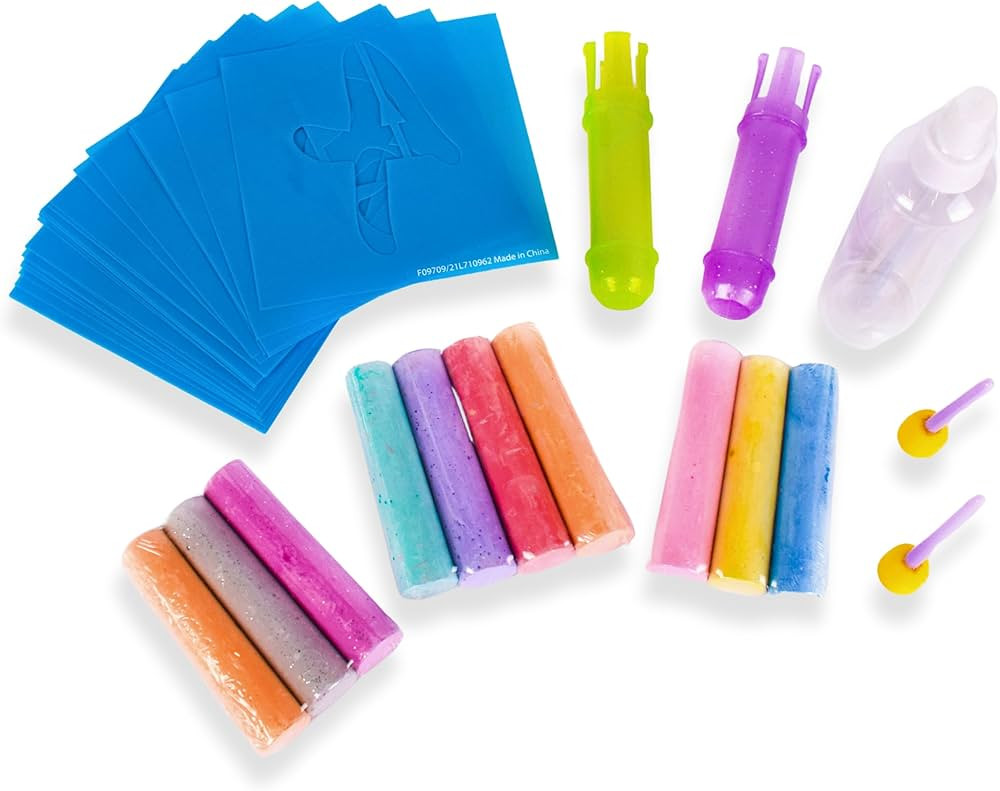 Sunny Days Entertainment, LLC. Creative Chalk Activity Set includes 35 Stencils, 10 Colors, 2 Ble... | Amazon (US)