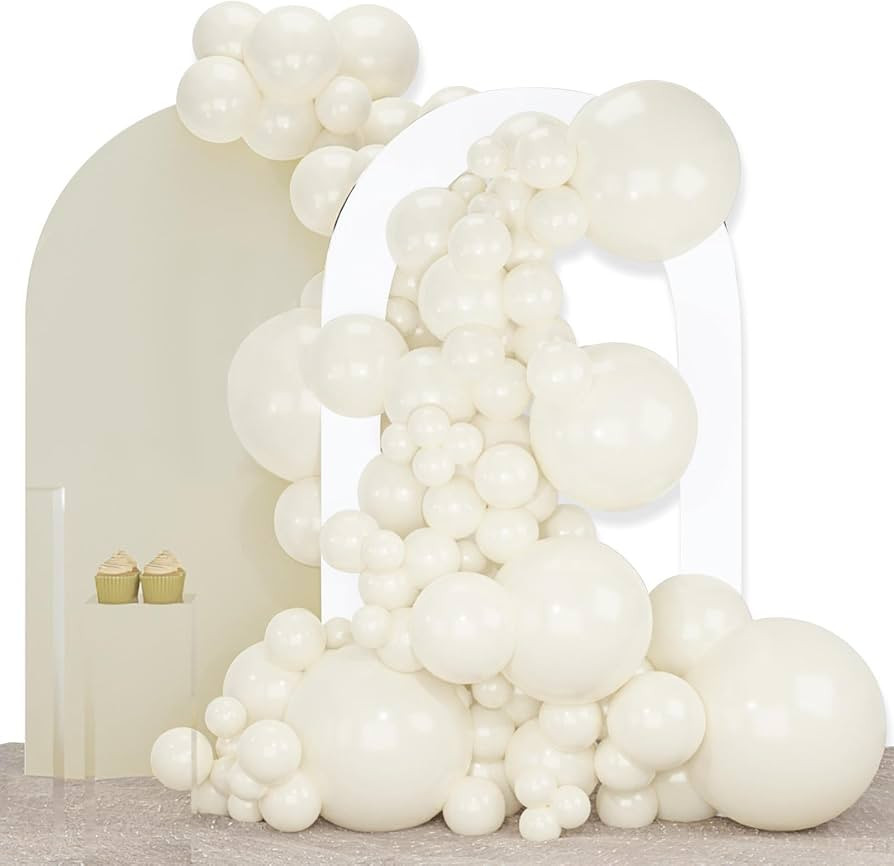 PartyWoo Beige Balloons 140pcs Different Sizes of 18 12 10 5 Inch Cream Ivory Balloon Arch Kit Ga... | Amazon (US)
