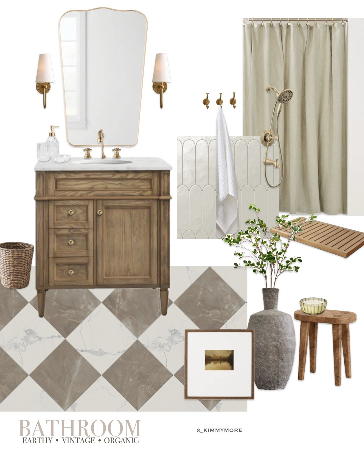 Earthy, vintage, and organic—this bathroom design brings warmth and timeless charm with natural textures and soft neutrals. From the wood vanity to the checkered floors, every detail feels inviting and serene. Shop the look in the comments! 🛁 #BathroomGoals #EarthyInteriors #VintageInspired #LTKHome #OrganicDesign

#LTKFamily #LTKHome #LTKU