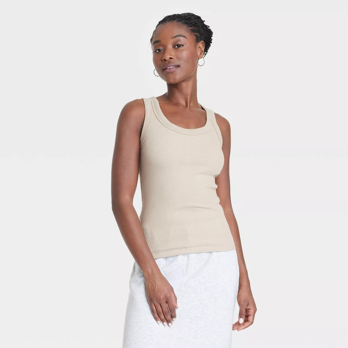 Women's 90s Ribbed Tank Top - Universal Thread™ Beige XS | Target
