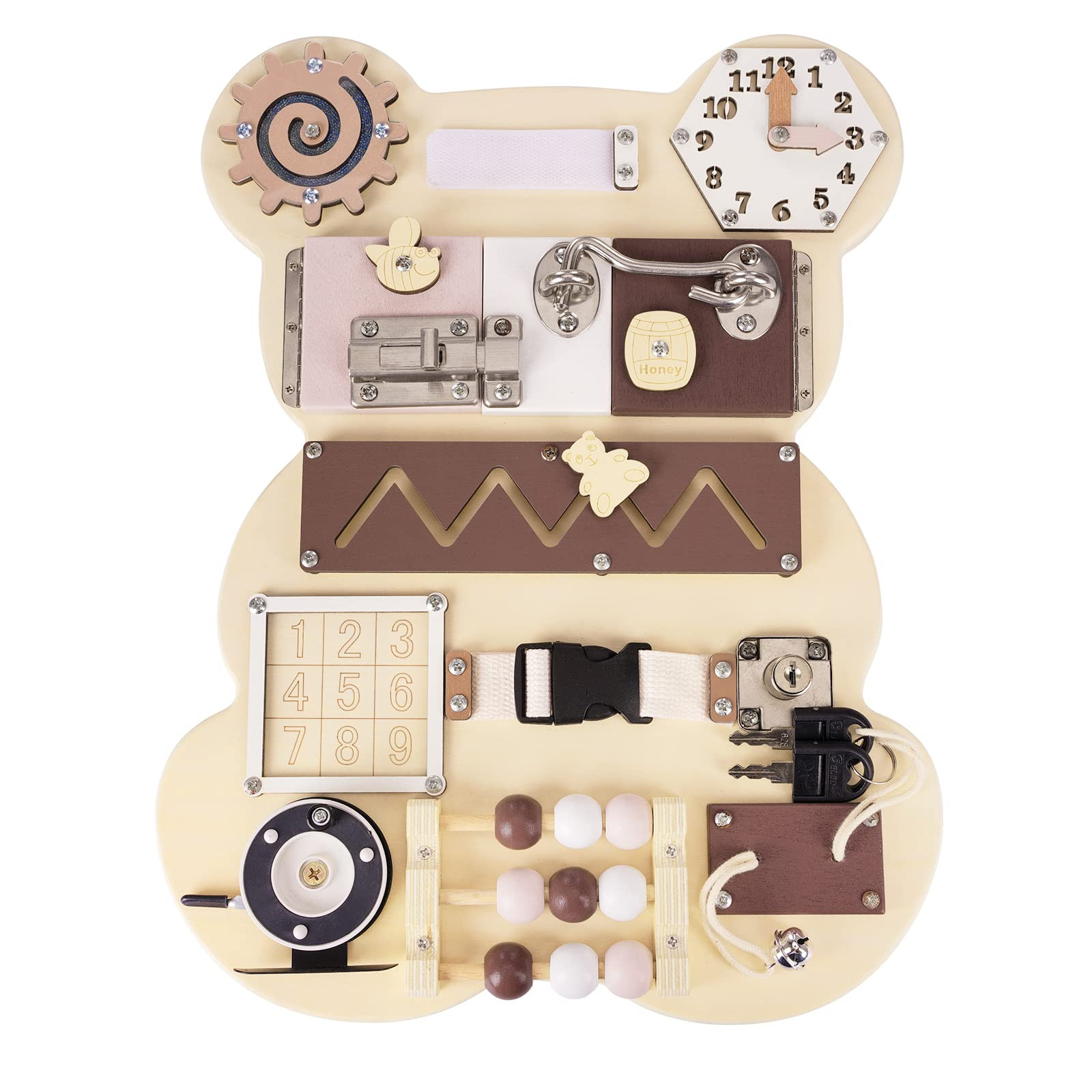 Busy Board Bear for Toddlers Wooden Montessori Toys,Sensory Board,Activity Board for Fine Motor Skil | Amazon (US)