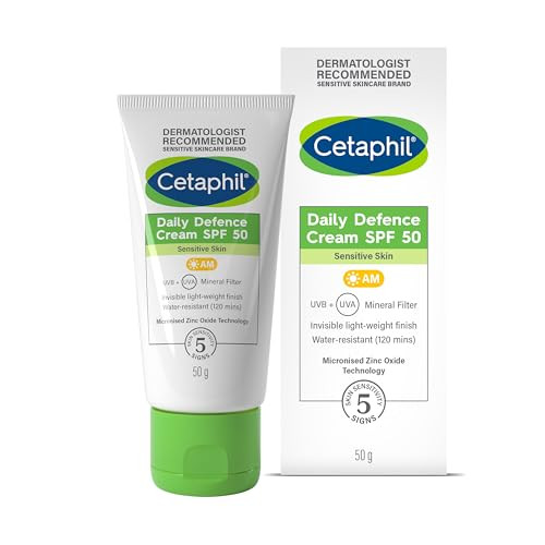 Cetaphil Daily Defence SPF 50 Face Cream, Mineral Sun Cream, Fragrance Free and Non-Comedogenic, 50g | Amazon (UK)