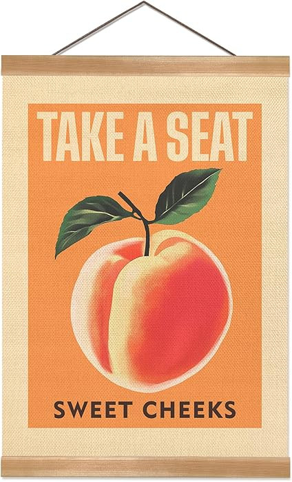 ZTGDA Funny Peach Bathroom Decor Wall Art,Take A Seat Sweet Cheeks Wall Art,Lovely Fruit Poster B... | Amazon (US)