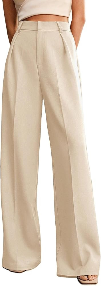 Womens Wide Leg Pants High Waist Straight Work Pants Office Business Casual Palazzo Trousers with... | Amazon (US)