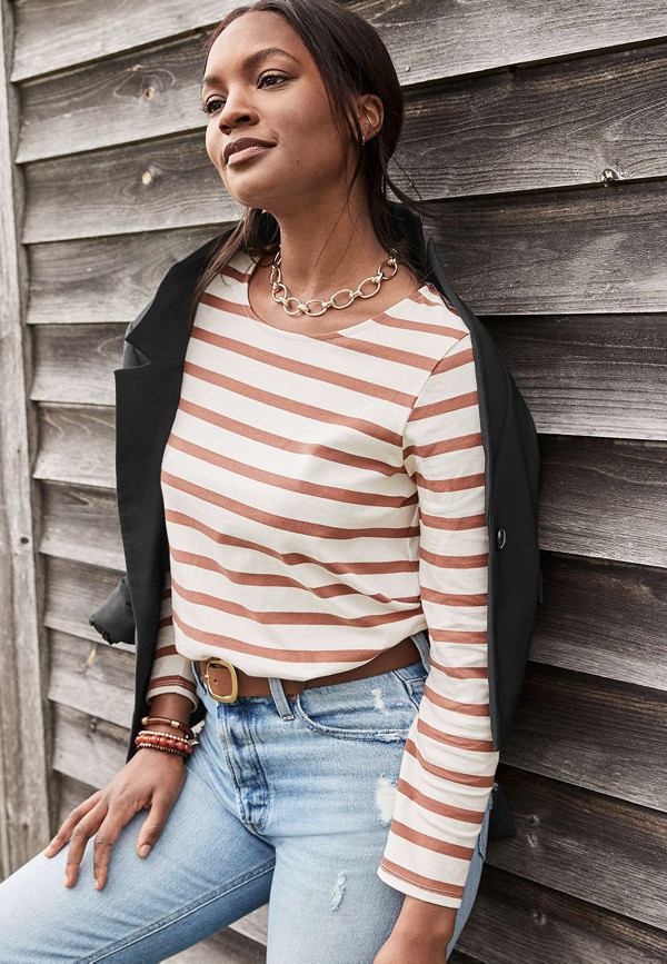 Marina Striped Mixer Tee | Maurices