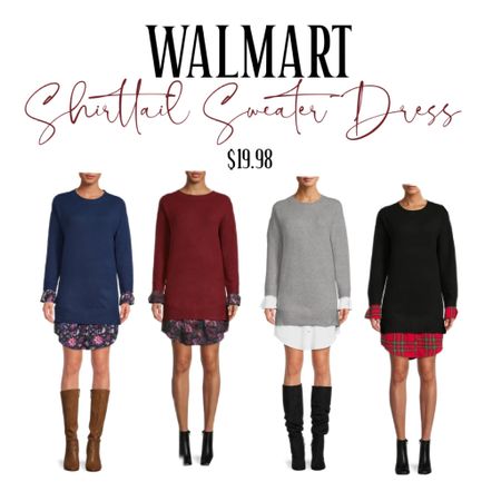 The cutest shirttail sweater dress at Walmart! Only $19.98! 

#LTKstyletip #LTKSeasonal #LTKworkwear