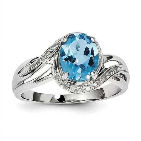 Primal Silver Sterling Silver Light Swiss Blue Topaz and Diamond Ring | Walmart (US)