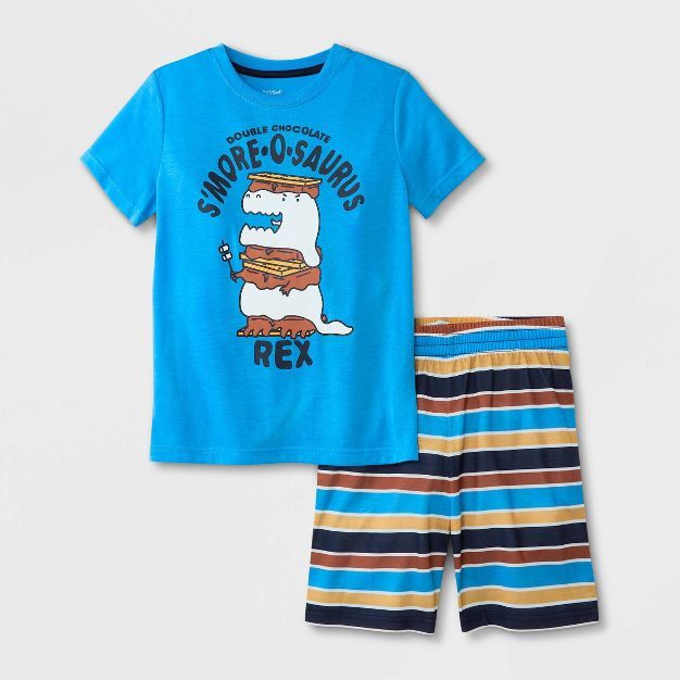 Boys' 2pc Striped Short Sleeve Pajama Set - Cat & Jack™ Light Blue | Target