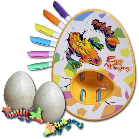 The Eggmazing Egg Decorator Dragon Egg Kit Arts and Crafts Set - Includes Egg Decorating Spinner, 6 Markers, and 2 Dragon Eggs with 3D Printed Dragons Inside | Ages 3 and Up | Walmart (US)