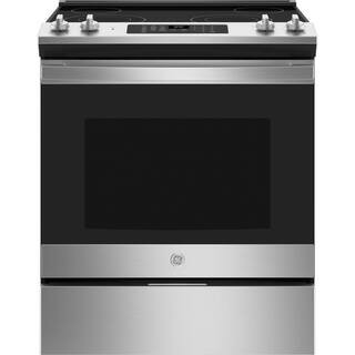 30 in. 5.3 cu. ft. Slide-In Electric Range with Self-Cleaning Oven in Stainless Steel | The Home Depot