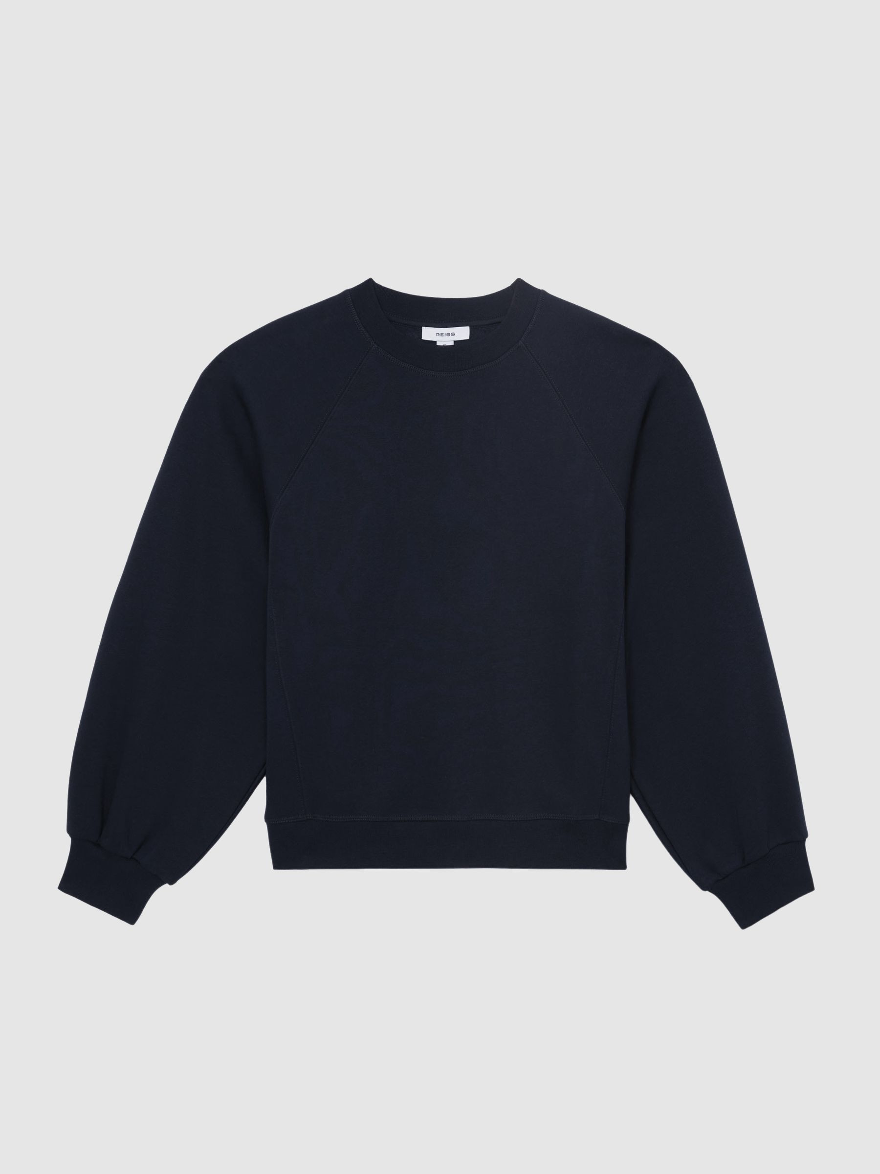 Cotton-Blend Full-Sleeve Sweatshirt in Navy | Reiss UK