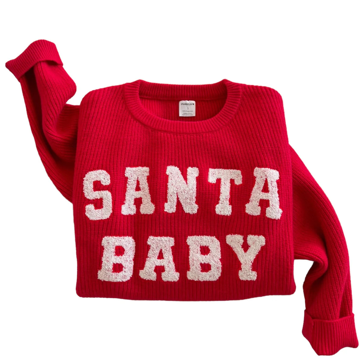 Women's Knit Sweater, Santa Baby | SpearmintLOVE