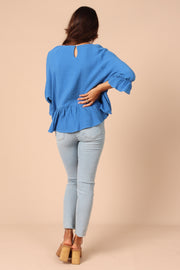 Emma Frill Hem Top - Blue | Petal & Pup (US)