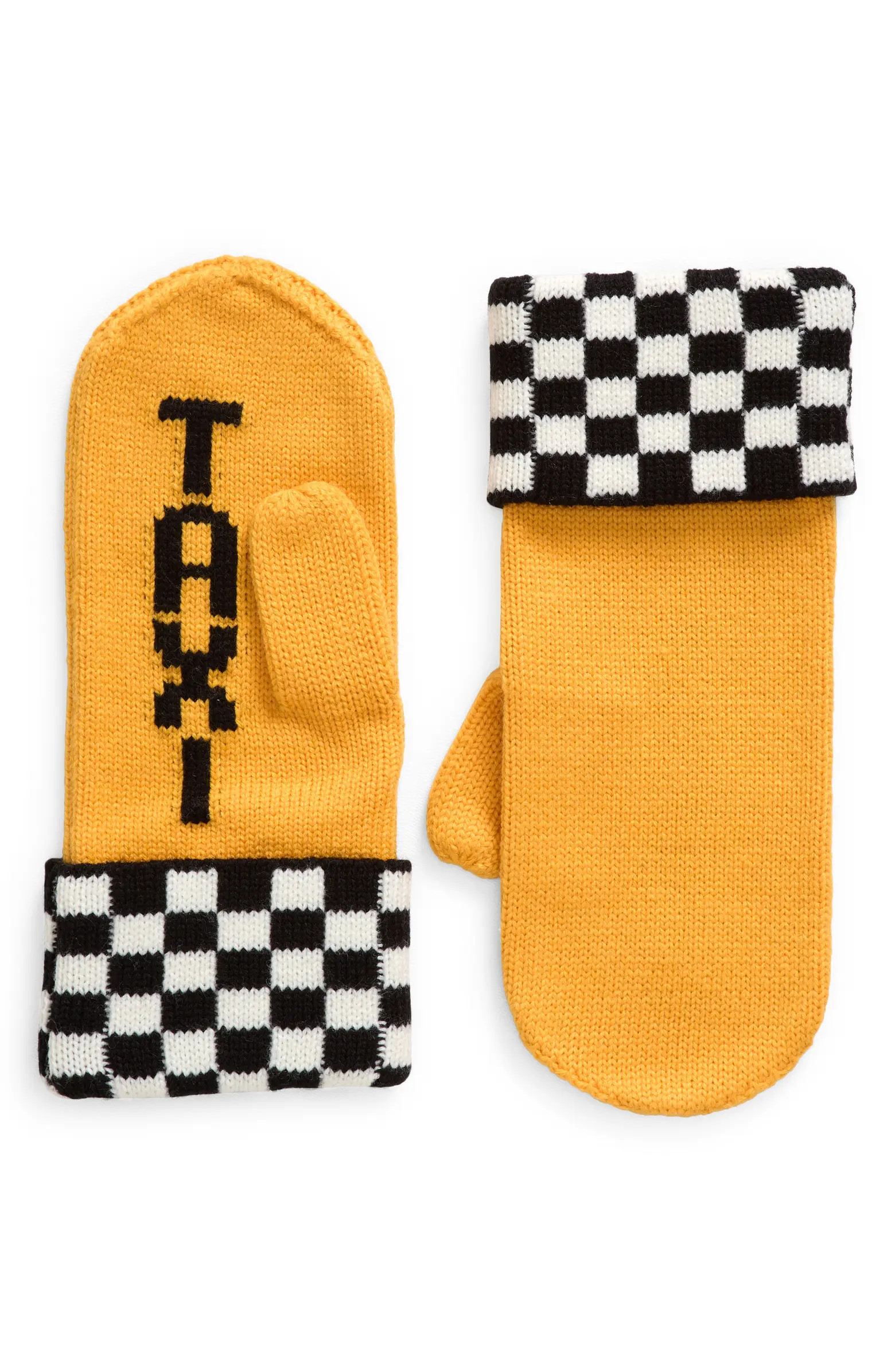 Kate Spade New York taxi checkerboard graphic mittens | Nordstrom | Nordstrom