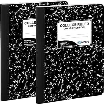 Emraw Black & White Marble Style Cover Composition Book with 100 Sheets of College Ruled White Pa... | Amazon (US)