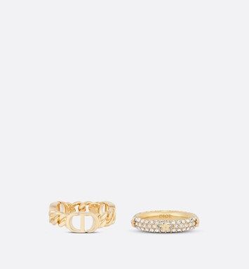 Petit CD Ring Set Gold-Finish Metal and White Crystals | DIOR | Dior Couture