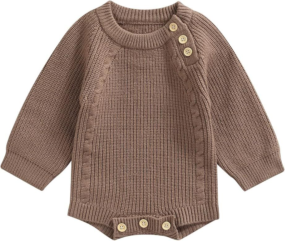 FYBITBO Newborn Infant Baby Girl Boy Knit Sweater Romper Pullover Sweatshirt Onesie Fall Winter C... | Amazon (US)