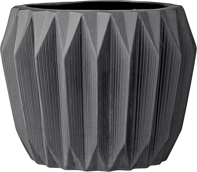 Bloomingville Round Fluted Ceramic Flower Pot, 8 Inch x 6 Inch, Dark Grey | Amazon (US)