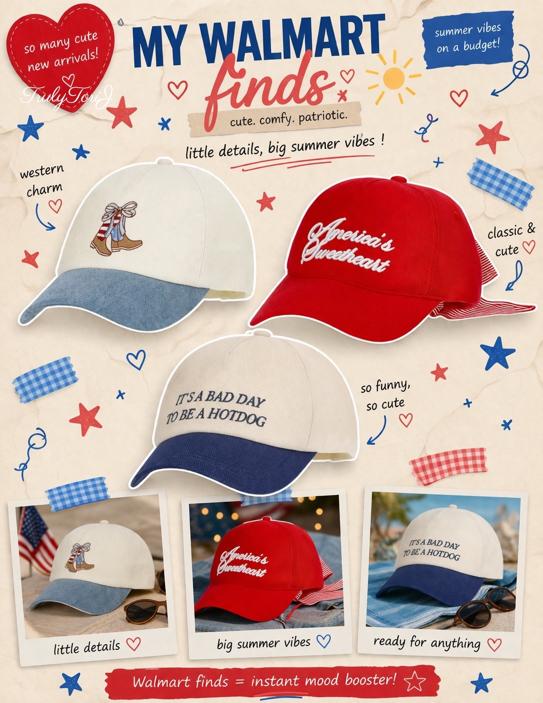 New Walmart Arrivals! 💙❤️✨ The cutest baseball caps! 🧢 