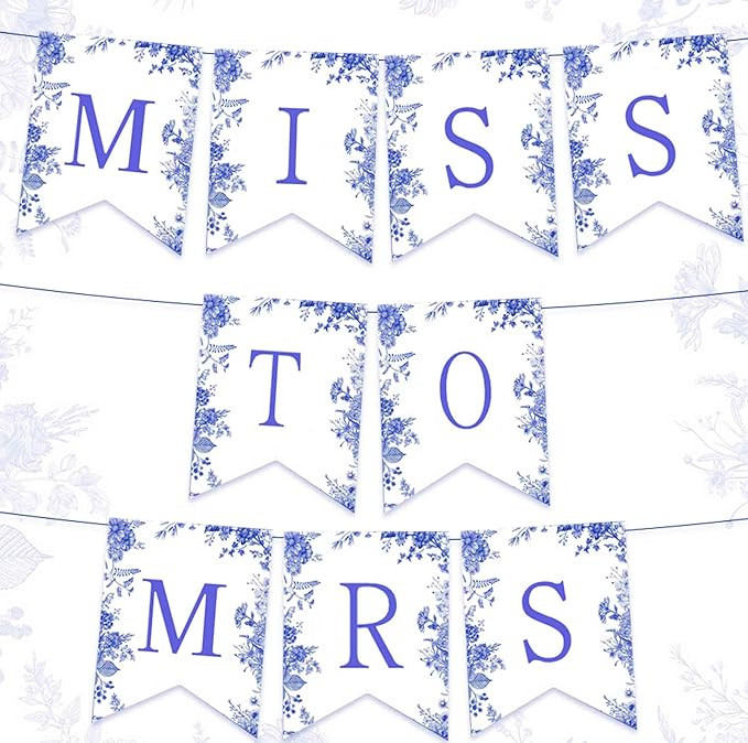 JeVenis Blue Miss to Mrs Banner - Something Blue Before I Do for Women - Bridal Shower Decoration... | Amazon (US)