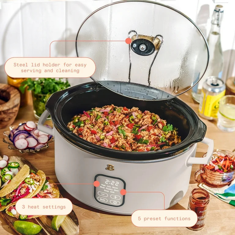 Beautiful 6 Qt Programmable Slow Cooker, Porcini Taupe by Drew Barrymore | Walmart (US)