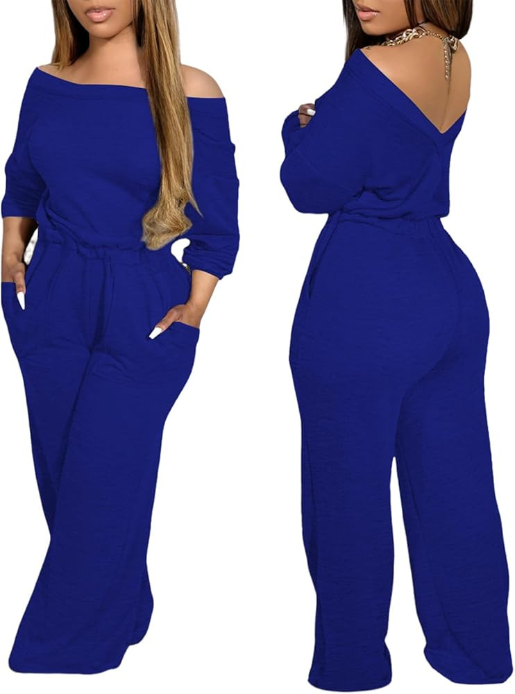 CHICME BEST SHOPPING DEALS Chic Me Off Shoulder Jumpsuits for Women Long Sleeve Wide Leg Dressy O... | Amazon (US)
