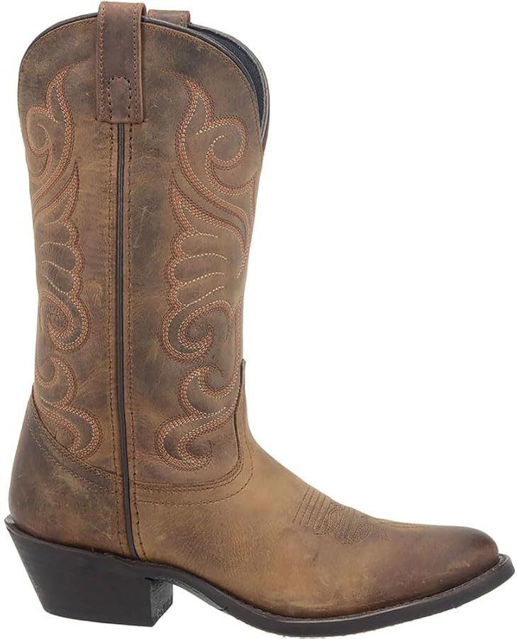 Laredo Womens Bridget Embroidered Round Toe Casual Boots Mid Calf Low Heel 1-2" - Brown | Amazon (US)