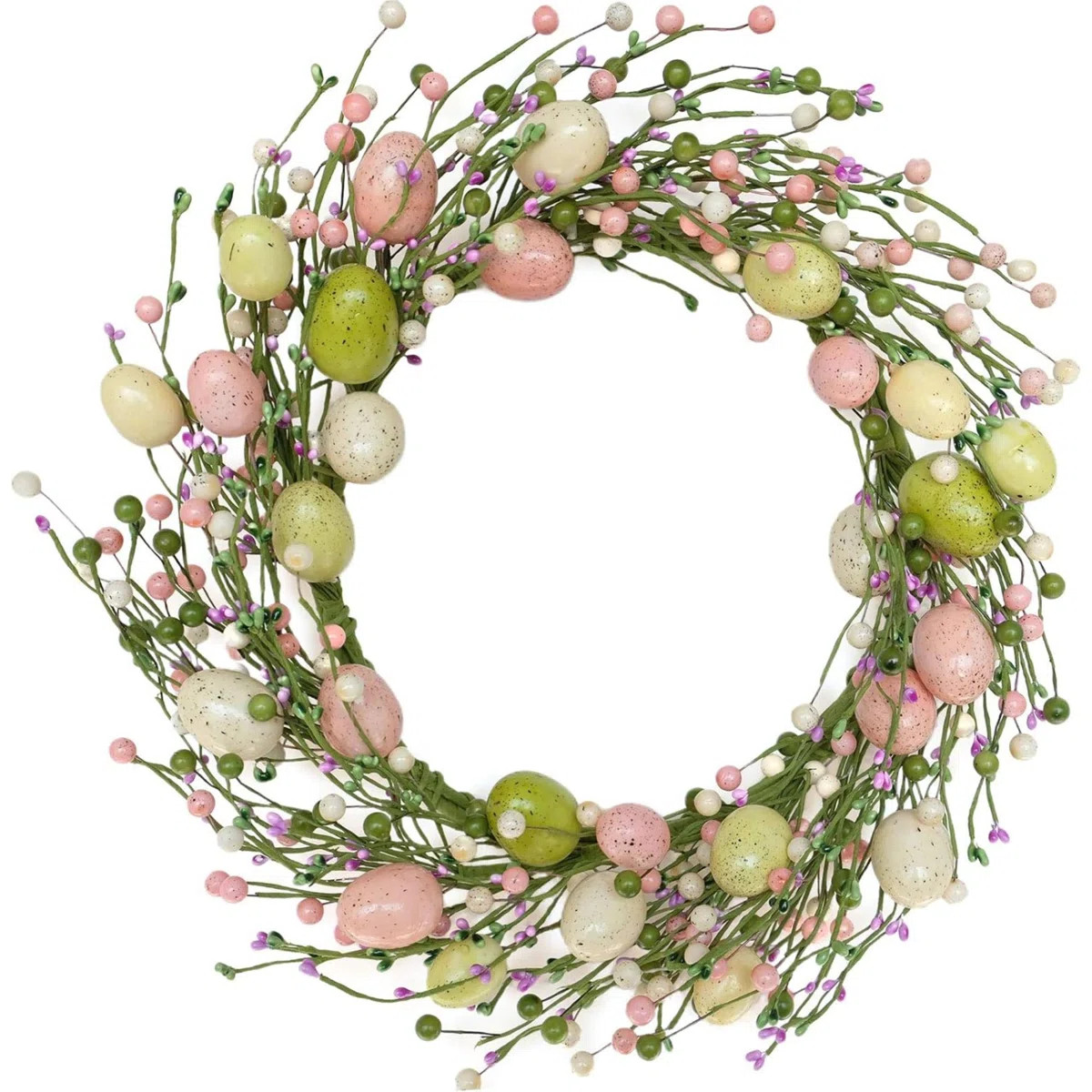Easter Wreath With Colorful Eggs For Front Door Wall Decor Holiday Decoration | Wayfair North America
