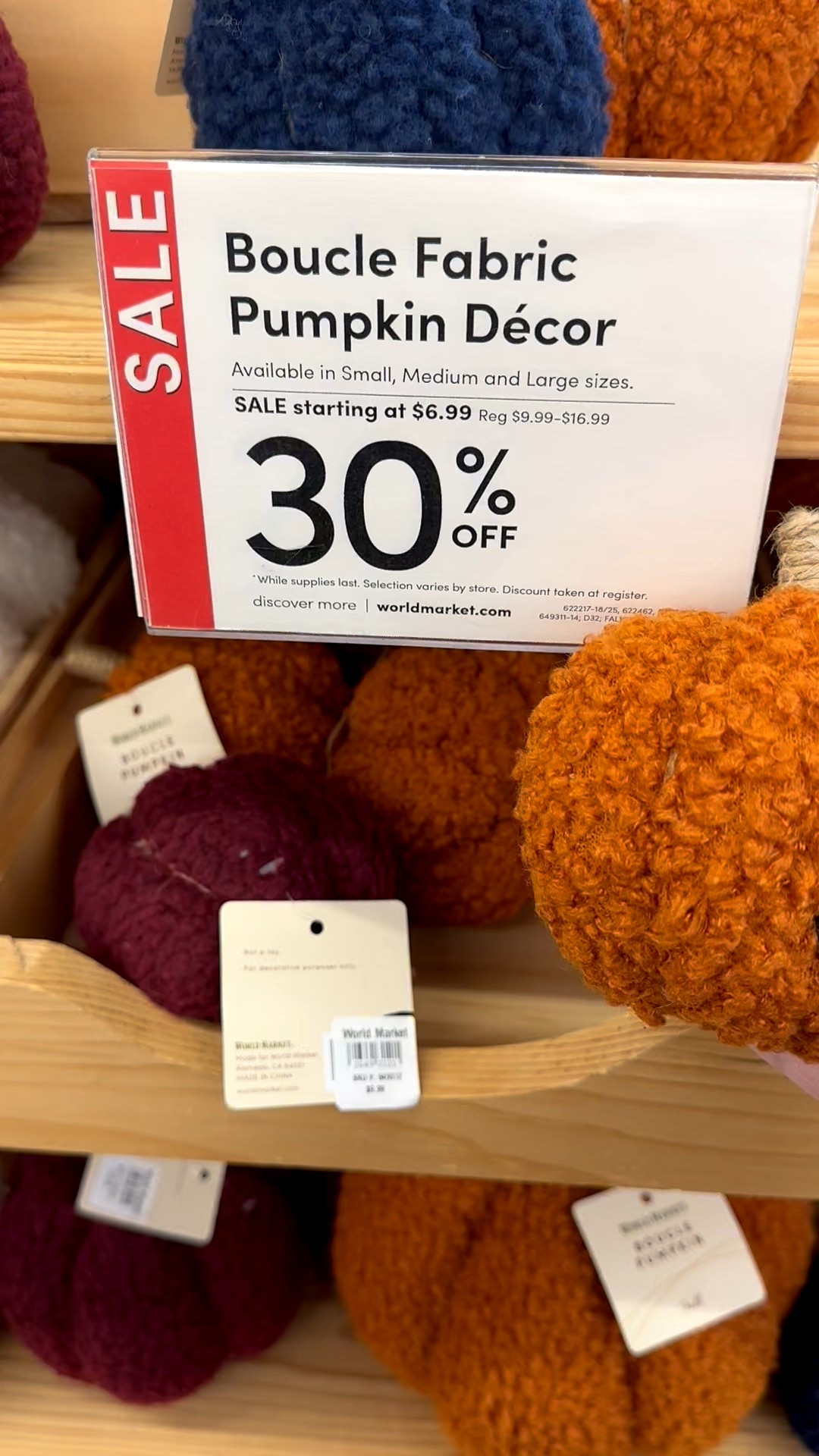 30% off Boucle Pumpkins at World Market! I love mixing all different textures in my decor and can spend hours at this store 😂
How about you? 

#LTKSeasonal #LTKHome