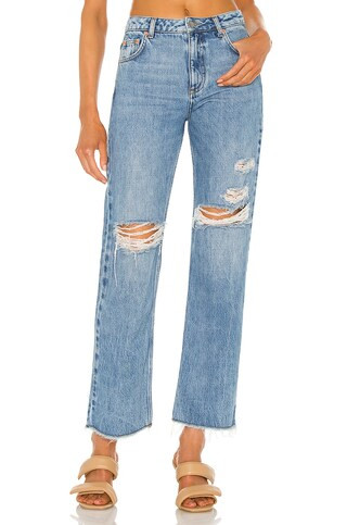 Marissa Webb Dylan Distressed Washed Jean in Indigo Medium Stone Wash from Revolve.com | Revolve Clothing (Global)