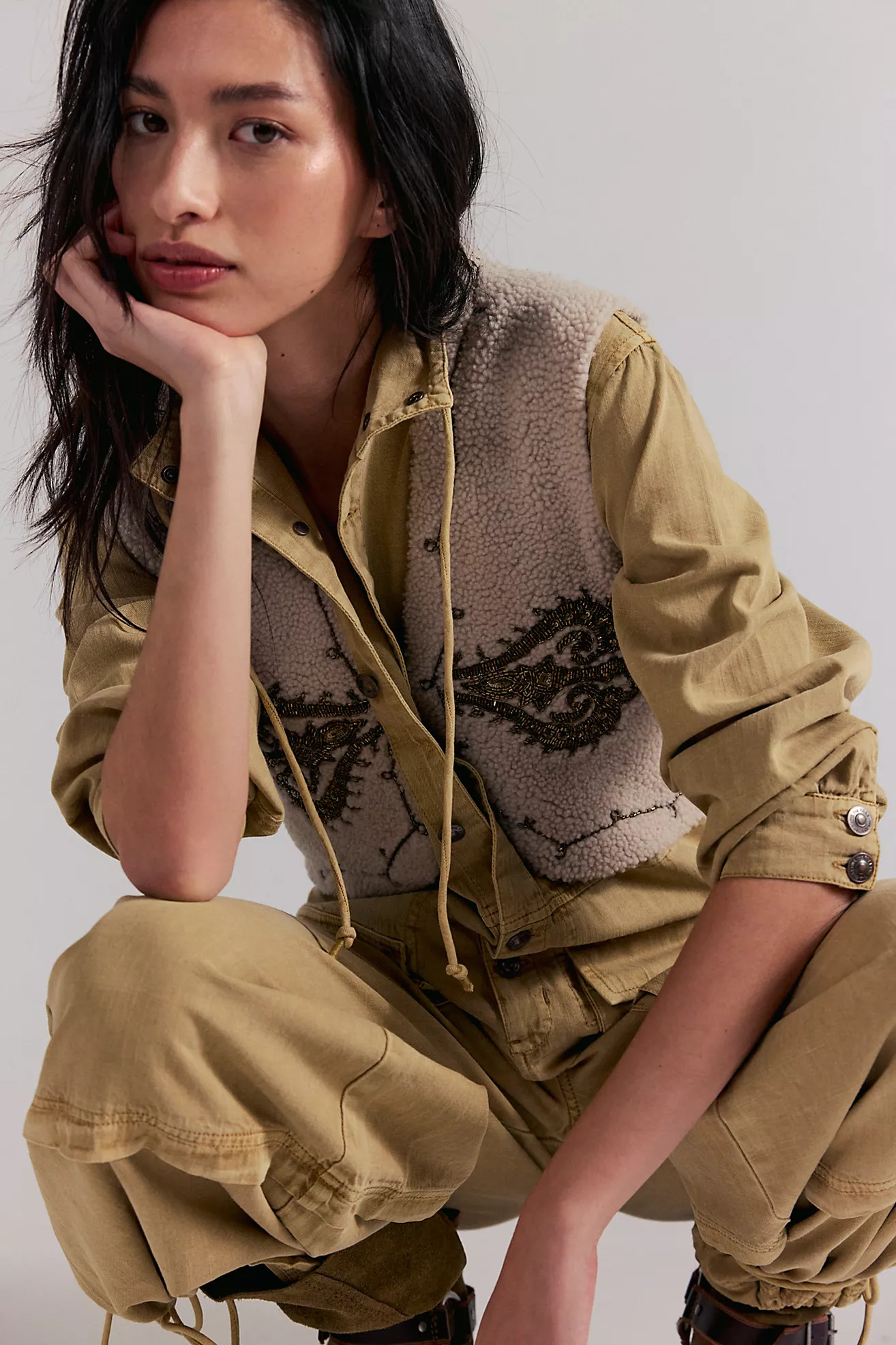 Understated Leather Faux Shearling Embellished Vest | Free People (Global - UK&FR Excluded)