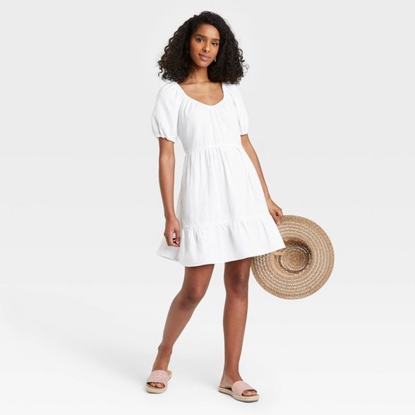 Women's Puff Short Sleeve Tiered Babydoll Dress - Universal Thread™ | Target