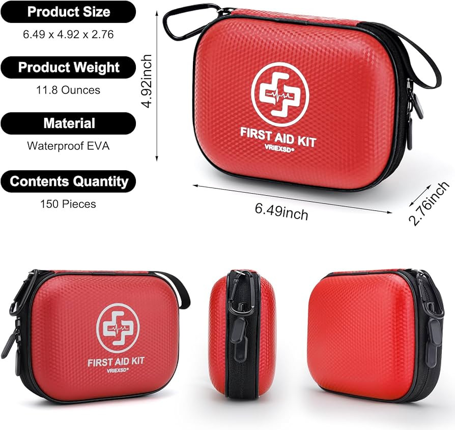 Mini First Aid Kit - 150 Piece Small Waterproof Hard Shell Medical Kit for Home, Car, Travel, Cam... | Amazon (US)
